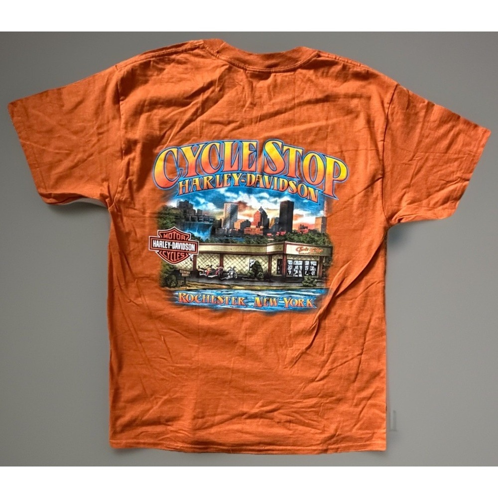 New Harley-Davidson Motorcycles T-Shirt Orange Rochester NY Medium NWT JBHS